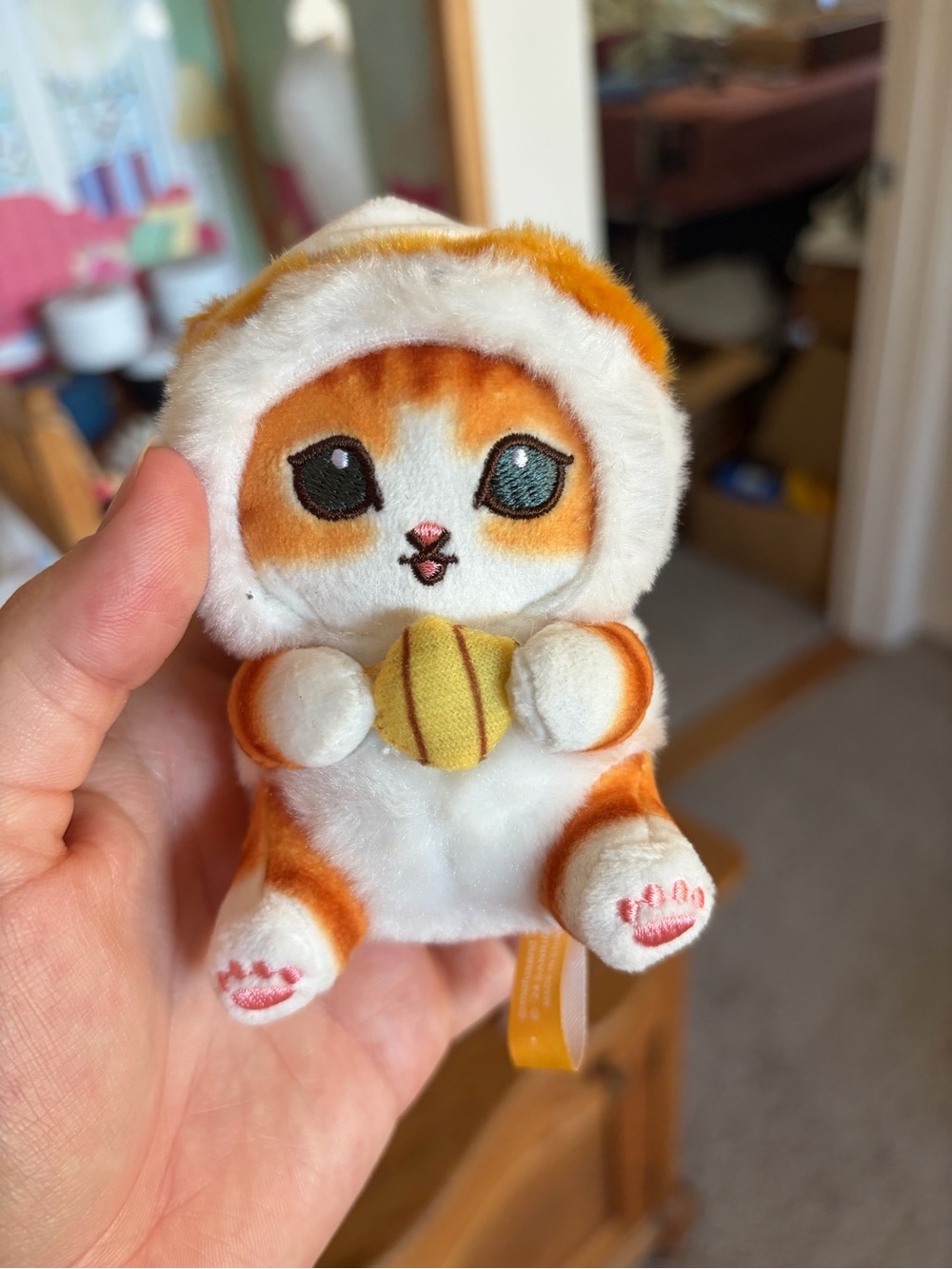 Sanrio x Mofusand Mini Plush Keychain - Kuririn Hamster Cat